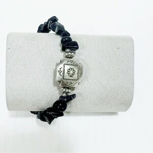 Vintage Natural Black Crystal wrap Bracelet